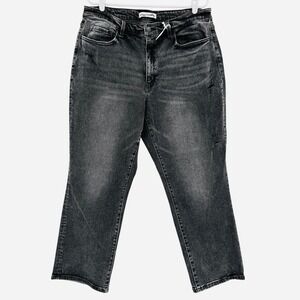 Flying Monkey Women's Mid Rise Straight Black Denim Jeans Sz 18W Distressed NWOT